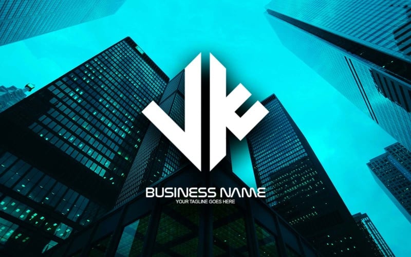 Design de logotipo profissional com letra VK poligonal para sua empresa - identidade de marca