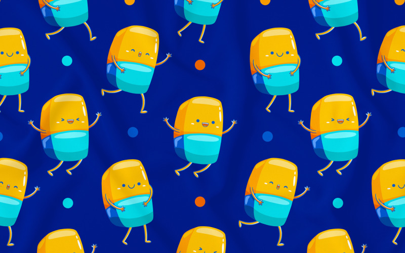 Eraser Mascot Seamless Pattern