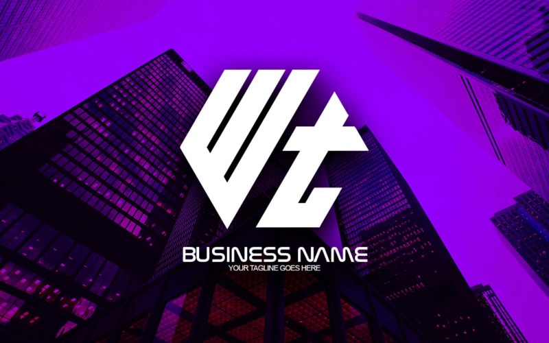 Conception professionnelle de logo de lettre WT polygonale pour votre entreprise - Identité de marque