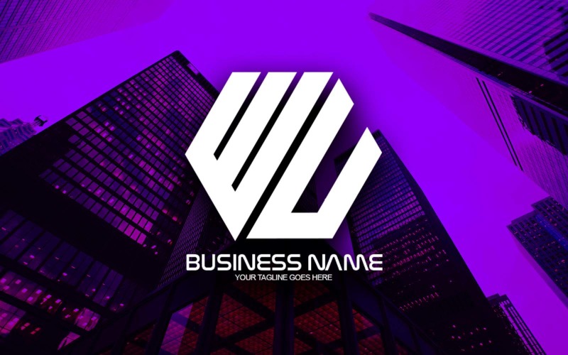 Design de logotipo profissional com letra WU poligonal para sua empresa - identidade de marca