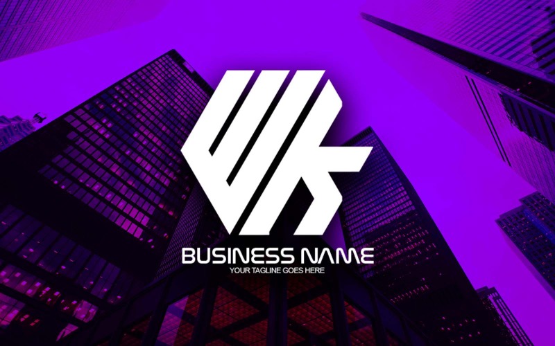 Design del logo della lettera WK poligonale professionale per il tuo business - Identità del marchio