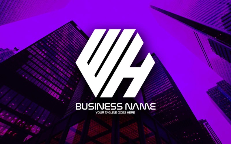 Design poligonal profissional de logotipo com letra WH para sua empresa - identidade de marca