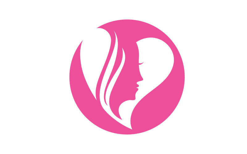 Amore cuore faccia donna logo disegno vettoriale v2