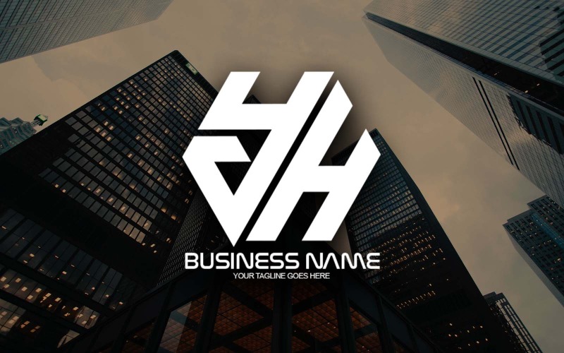 Création de logo de lettre YH polygonale professionnelle pour votre entreprise - Identité de marque