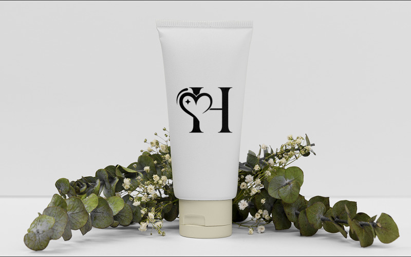 Design de logotipo de beleza Love Spa Massagem Letra H