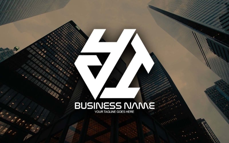 Design del logo della lettera YI poligonale professionale per la tua azienda - Identità del marchio