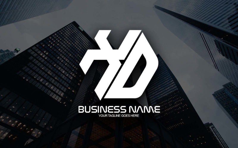 Design professionale del logo della lettera XD poligonale per il tuo business - Identità del marchio