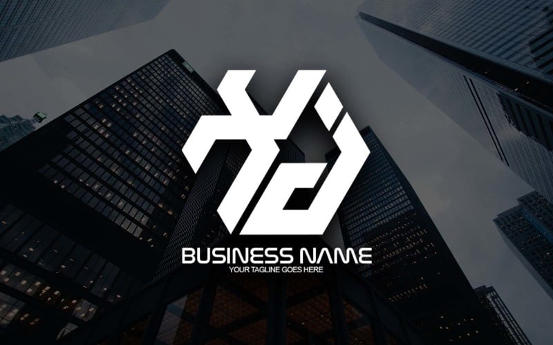Design professionale del logo della lettera XJ poligonale per il tuo business - Identità del marchio