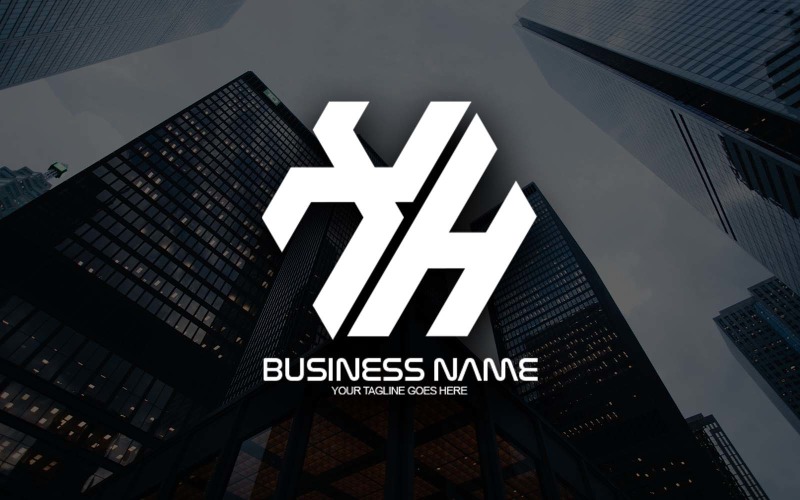 Diseño de logotipo de letra XH poligonal profesional para su negocio - Identidad de marca
