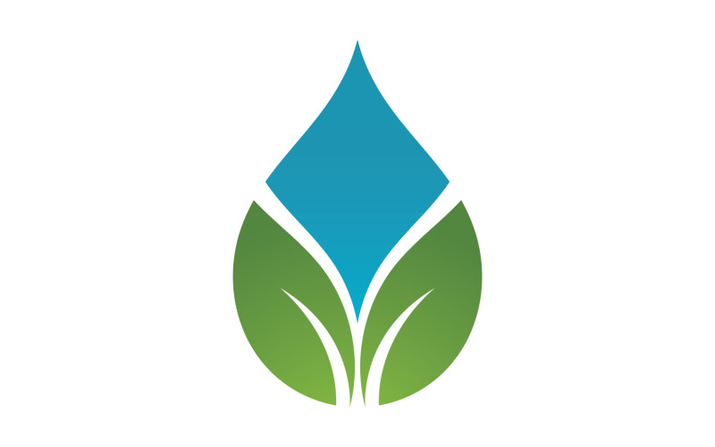Gota de agua y hoja naturaleza logo icono vector v3