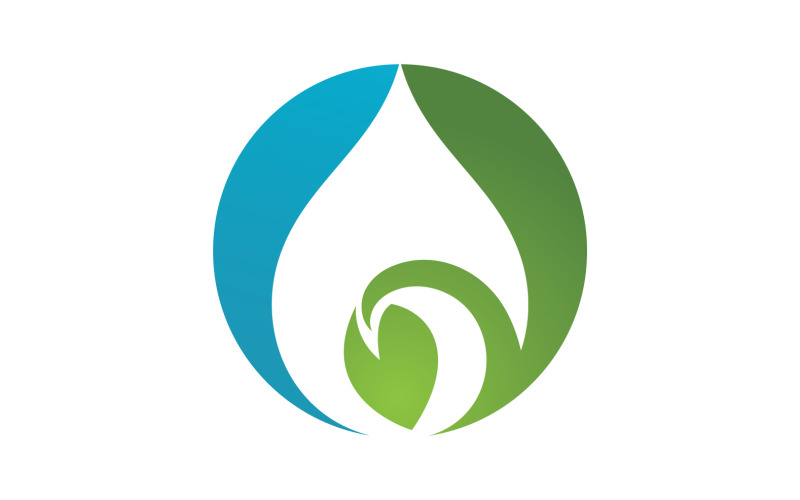 Gota de agua y hoja naturaleza logo icono vector v6