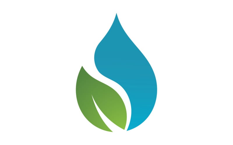 Su damlası ve yaprak doğa logo ikon vektörü v4