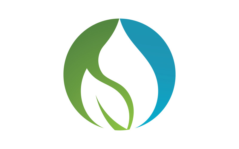 Su damlası ve yaprak doğa logo ikon vektörü v7