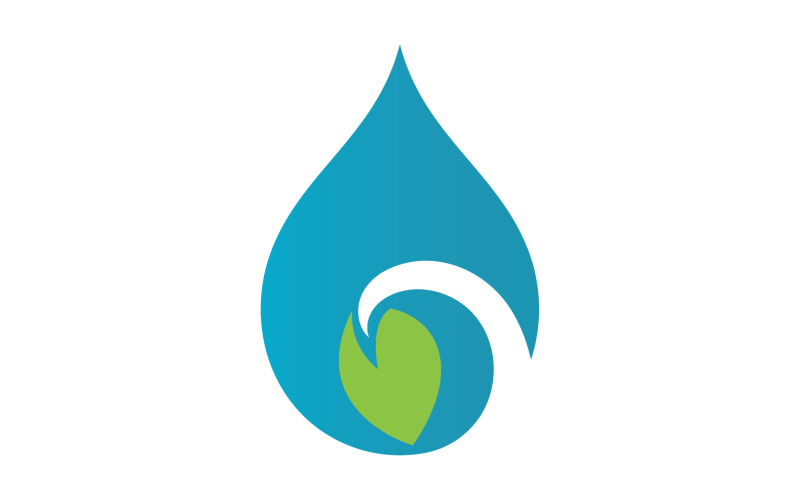 Waterdrop ve yaprak doğa logo simge vektör v1