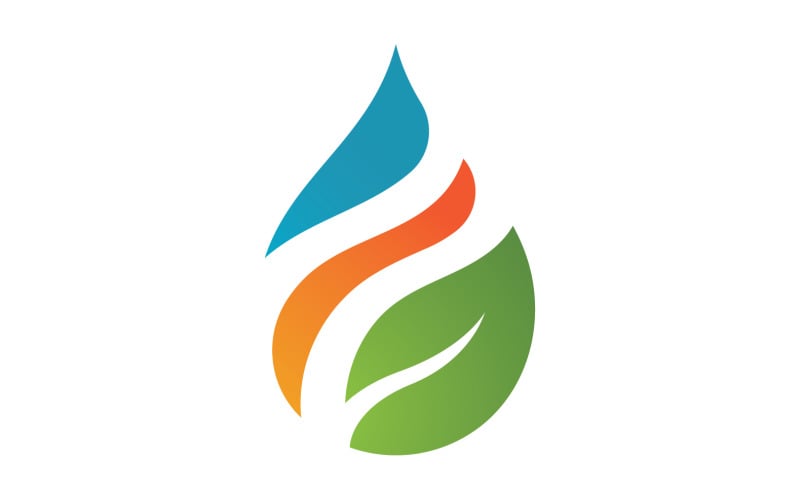Waterdrop ve yaprak doğa logo simge vektör v2
