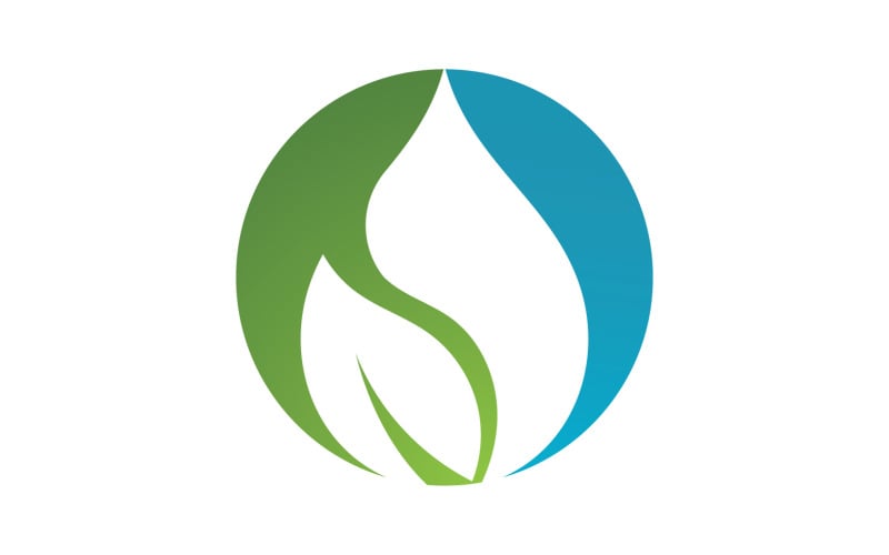 Waterdrop y hoja naturaleza logo icono vector v7