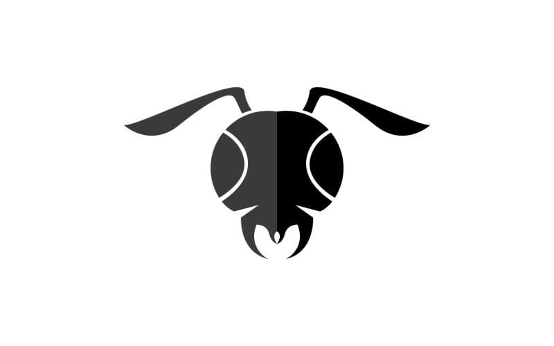 Logo vectoriel d'icône d'animal de tête de fourmi v8