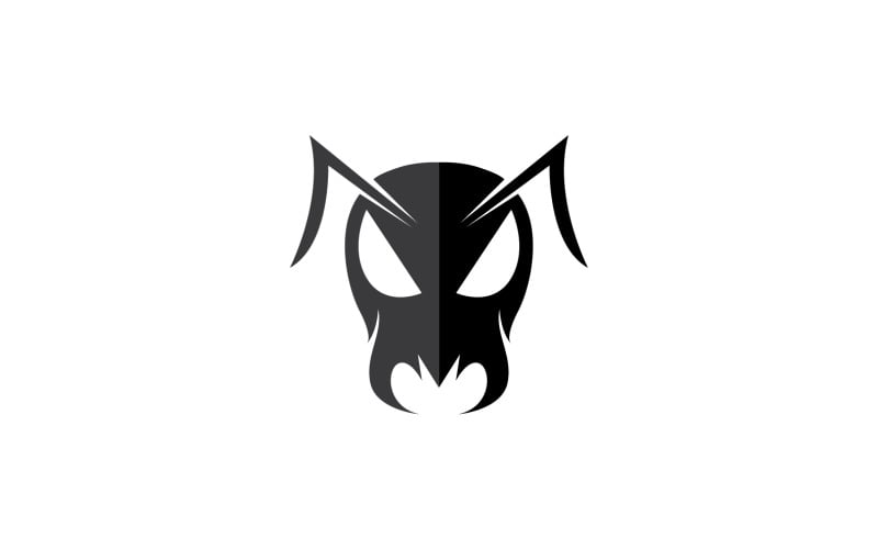 Logotipo de vetor de ícone de animal de cabeça de formiga v4
