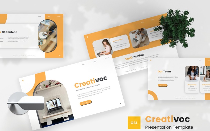 Creativoc - Webinar en Ecourse Google Slides-sjabloon