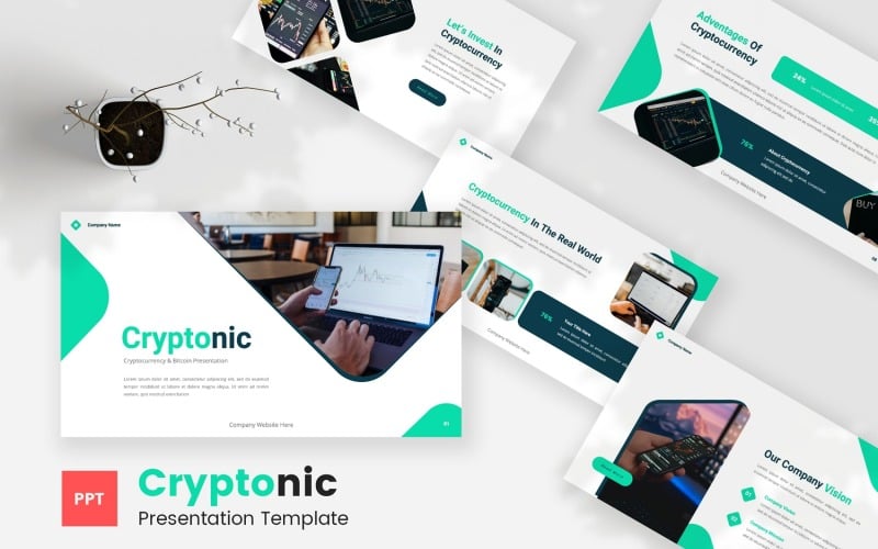 Cryptonic - Cryptocurrency en Bitcoin Powerpoint-sjabloon