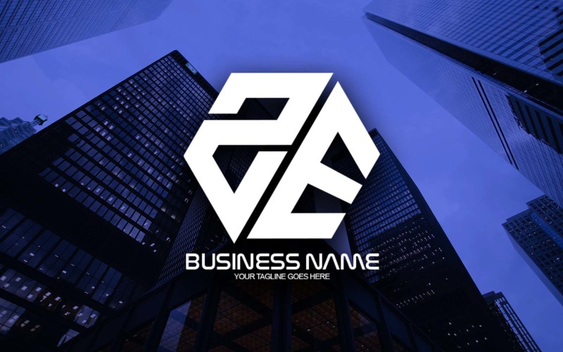 Design profissional de logotipo com letra ZE poligonal para sua empresa - identidade de marca