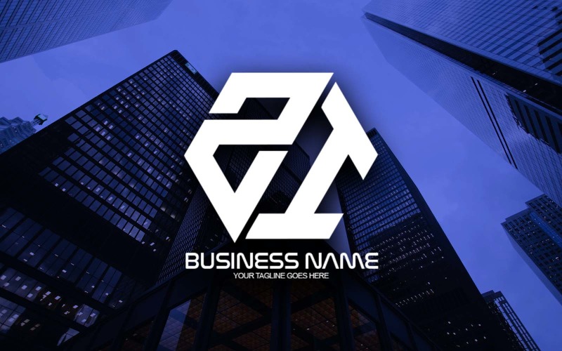 Diseño de logotipo de letra ZI poligonal profesional para su negocio - Identidad de marca