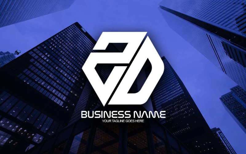 Professional ZD Letter Logo Design poligonale per il tuo business - Identità del marchio