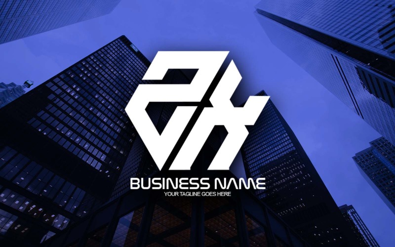 Professioneel veelhoekig ZX-letterlogo-ontwerp voor uw bedrijf - merkidentiteit