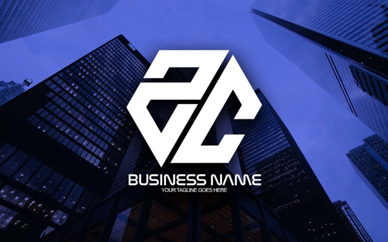 Professionell polygonal ZC-bokstavslogodesign för ditt företag - varumärkesidentitet