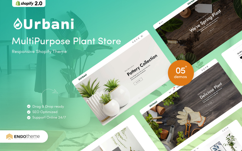 Urbani – тема Shopify для багатоцільового магазину рослин
