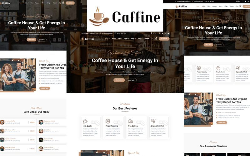 Caffine - Café och kafé HTML5-mall