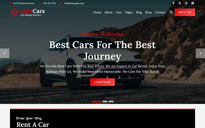 EliteCars - HTML5 шаблон веб-сайта по аренде автомобилей