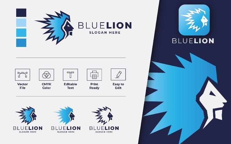Modèle de logo Blue Lion Pro