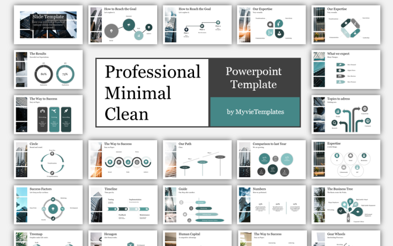 Modelo de PowerPoint profissional, minimalista e limpo