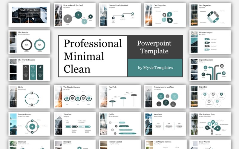 Profesjonalny, minimalny, czysty szablon Powerpoint