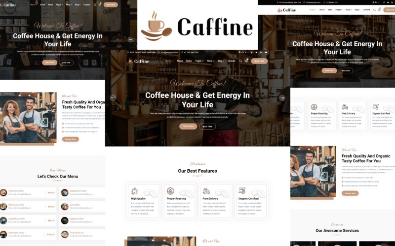 Šablona HTML5 Caffine – kavárna a kavárna