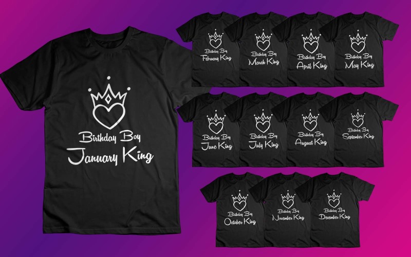 Boys Birthday Tshirt Design Birthday Boy January king All Months T