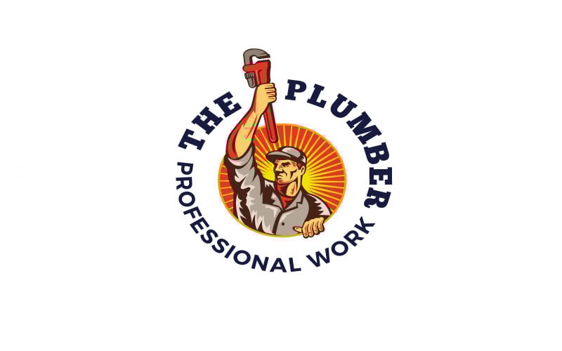 Plantilla de logotipo de fontanero profesional