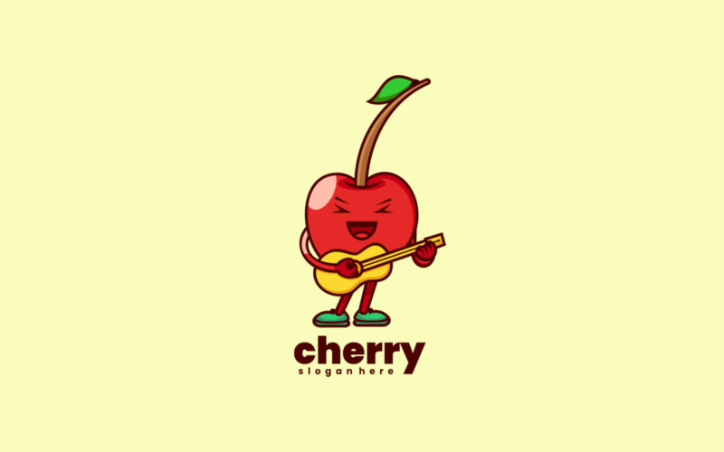 Cherry Mascotte Cartoon Logo Stijl