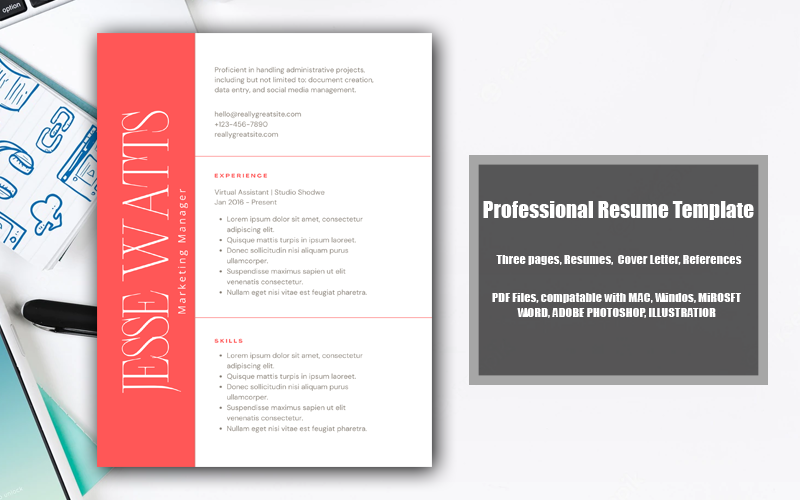 Afdrukbare cv-sjabloon PDF Jesse Watts