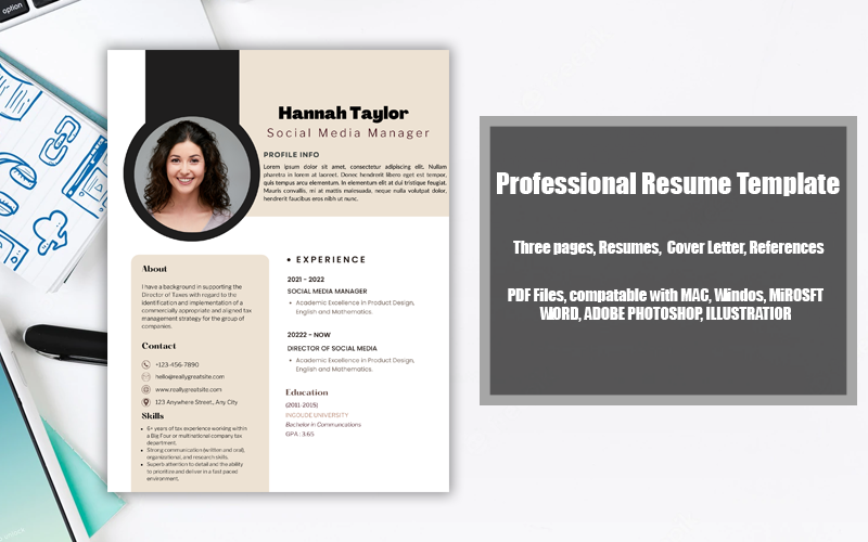 Afdrukbare cv-sjabloon PDF Social Media Manager