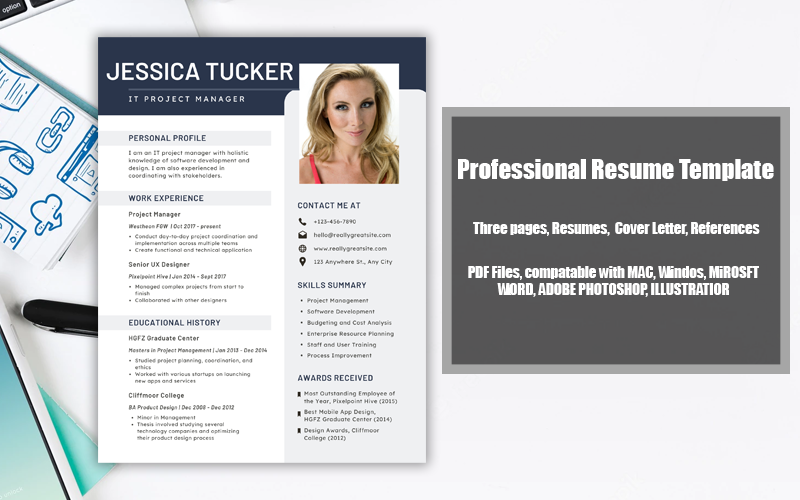 Modelo de currículo para impressão em PDF Jessica Tucker