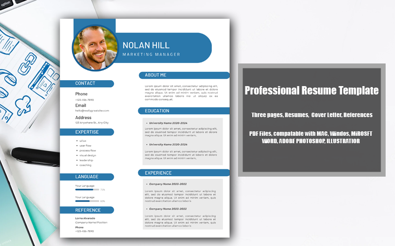 Printable Resume Template PDF Nolan Hill - TemplateMonster