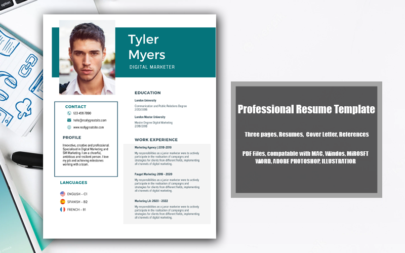 Utskrivbar CV-mall PDF Tyler Myers