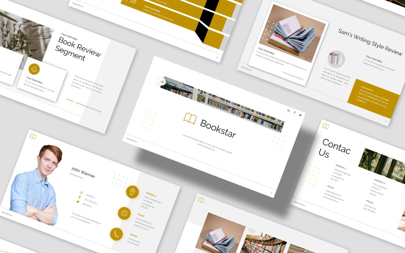 Bookstar - Plantilla de diapositivas de Google para presentación de reseñas de libros