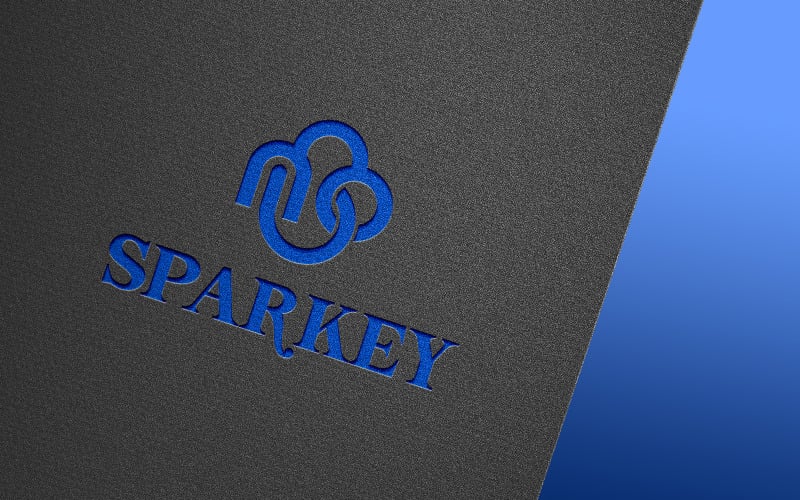 Cutout logo mockup on black paper texture background with debossed effect