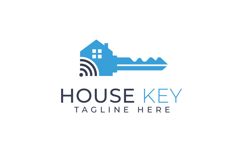 Design del logo della chiave della casa intelligente