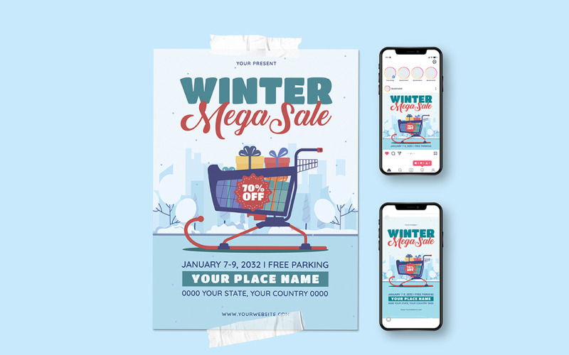 Kış İndirimi Promosyon Broşürü #316839 - TemplateMonster
