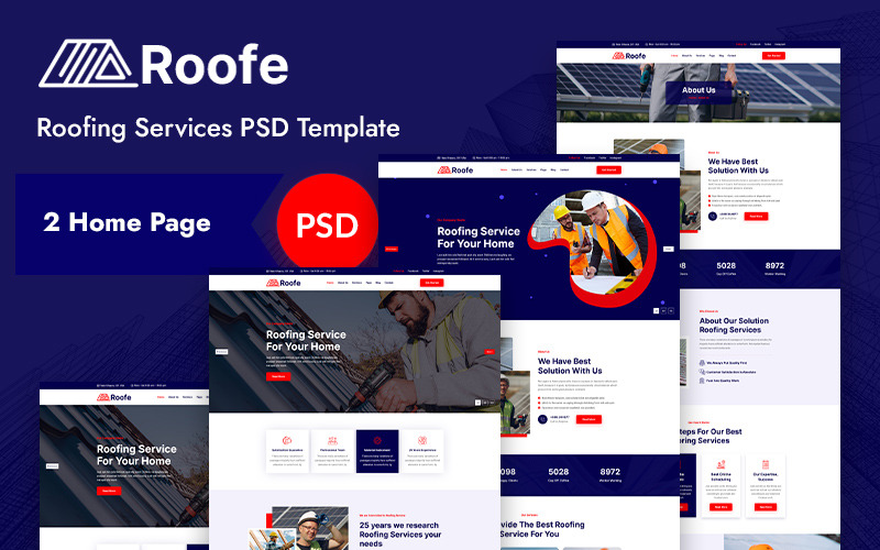 Roofe - PSD-sjabloon voor dakdiensten