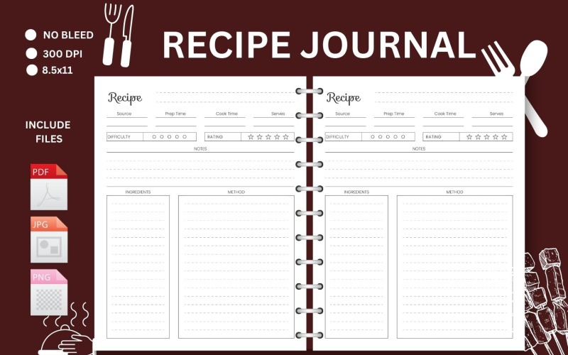 Este es un interior de Recipe Journal KDP. Esto es KDP Interior está 100% probado en Amazon